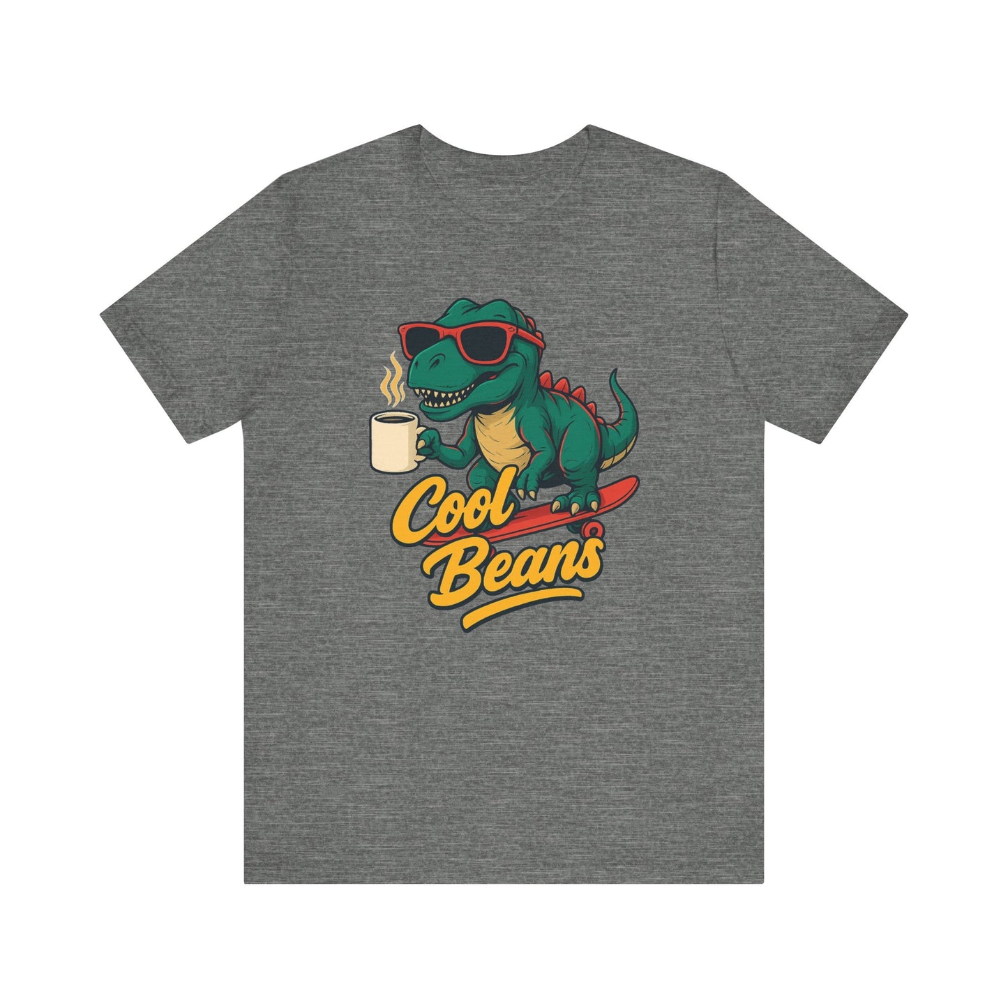 Cool Beans Dino Tee, Fun T-Shirt for Dinosaur Lovers, Casual Wear, Unique Gift Idea for Birthdays, Coffee Enthusiast Gift