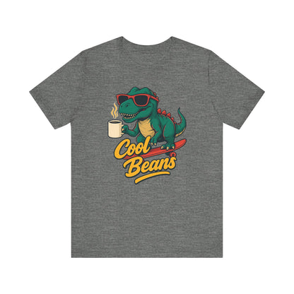 Cool Beans Dino Tee, Fun T-Shirt for Dinosaur Lovers, Casual Wear, Unique Gift Idea for Birthdays, Coffee Enthusiast Gift