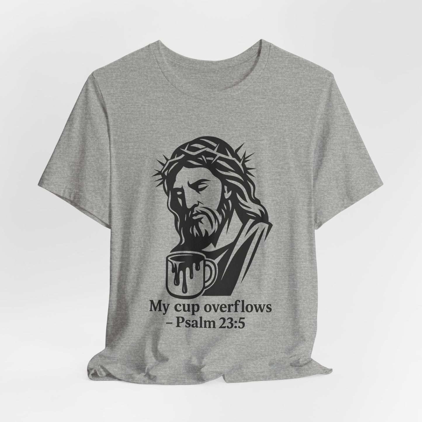 Faith Bible Verse Graphic Tee – Inspirational Psalm 23:5 Shirt, Crown of Thorns Design