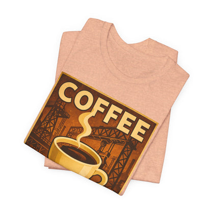 Steel Worker Coffee T-Shirt – Industrial Graphic Tee for Hardworking Coffee Fans