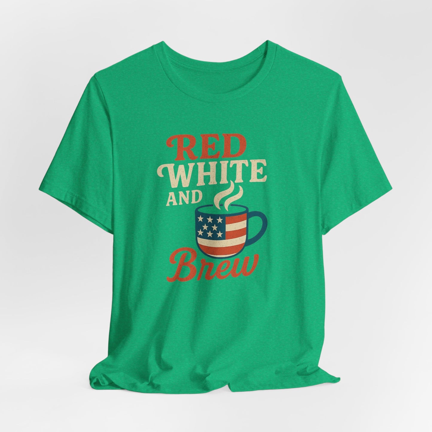 Patriotic Coffee Lover Tee, Red White and Brew Shirt, Unisex Casual T-Shirt, Gift for Coffee Enthusiasts, July 4th Celebration Tee