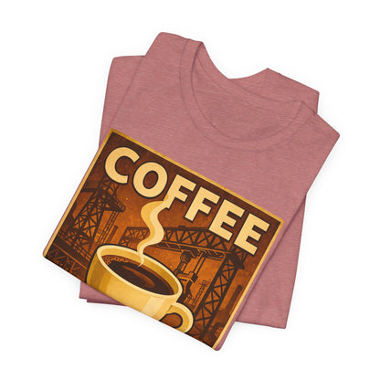 Steel Worker Coffee T-Shirt – Industrial Graphic Tee for Hardworking Coffee Fans
