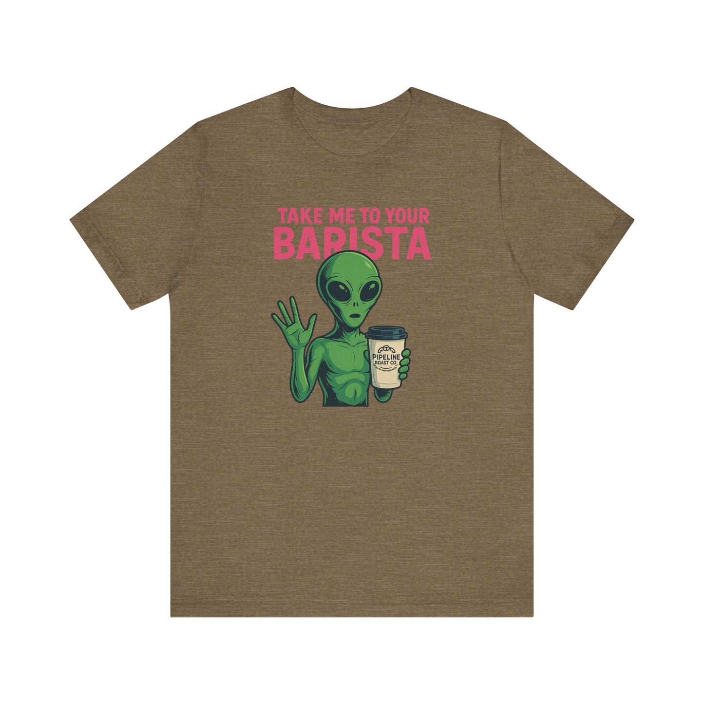 Alien Barista Tee, Funny Coffee Lover Shirt, Unisex Graphic Tee, Gift for Barista, Unique Casual Wear, Quirky Humor Top