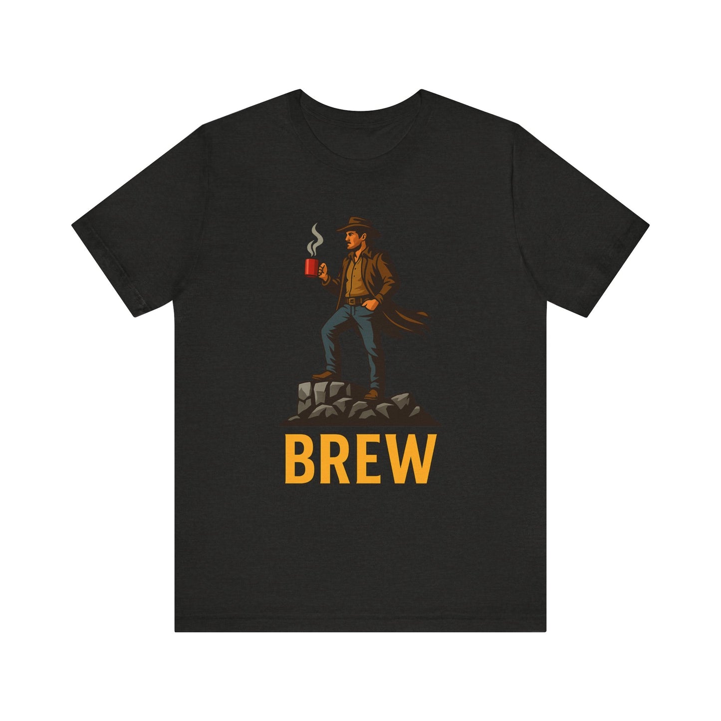 Brew Adventure Tee: Vintage Graphic Unisex Shirt, Coffee Lover Gift, Casual Wear, Hiking Apparel, Men's & Women's Fashion