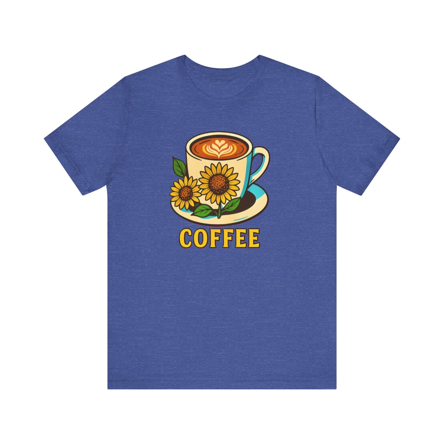 Coffee Lover Tee, Unisex Coffee Short Sleeve Shirt, Sunflower Graphic Tee, Best Gift for Baristas, Casual Summer Wear