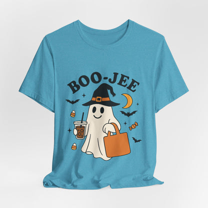 Boo-Jee Coffee Ghost Halloween T-Shirt – Funny Spooky Brew Tee for Coffee Lovers