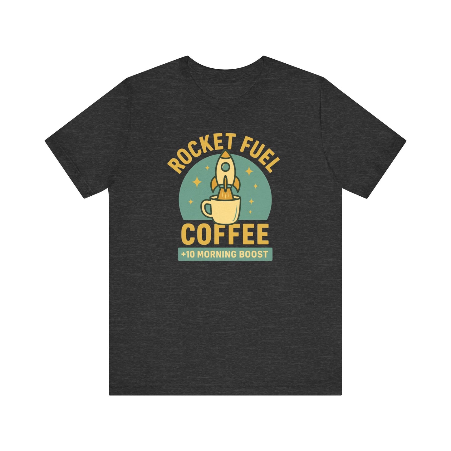 Coffee Lover's Unisex Tee, Rocket Fuel Coffee Shirt, Morning Boost Tee, Barista Gift, Casual Coffee Shirt