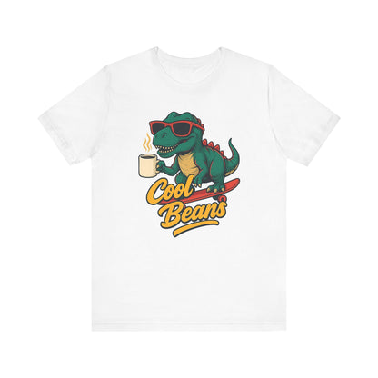 Cool Beans Dino Tee, Fun T-Shirt for Dinosaur Lovers, Casual Wear, Unique Gift Idea for Birthdays, Coffee Enthusiast Gift