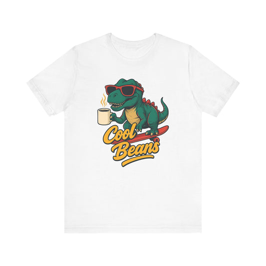 Cool Beans Dino Tee, Fun T-Shirt for Dinosaur Lovers, Casual Wear, Unique Gift Idea for Birthdays, Coffee Enthusiast Gift