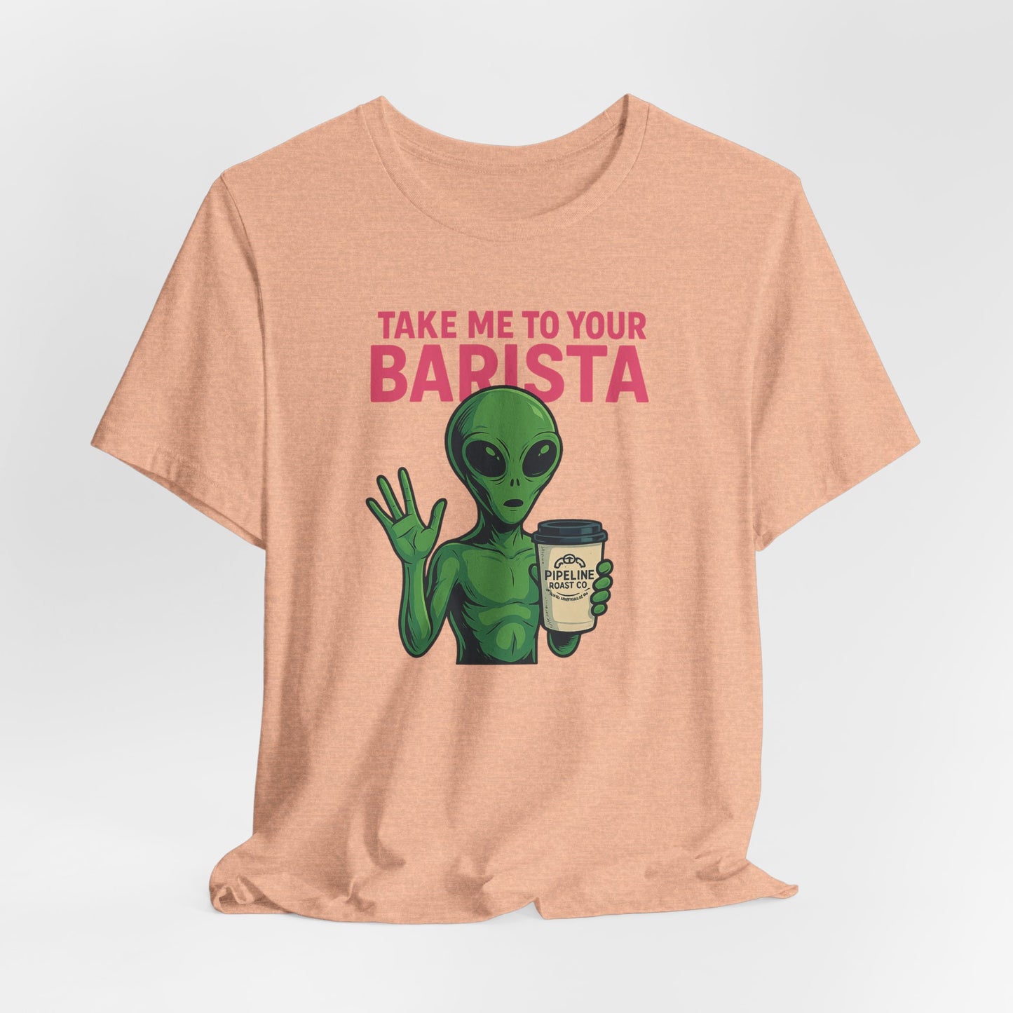 Alien Barista Tee, Funny Coffee Lover Shirt, Unisex Graphic Tee, Gift for Barista, Unique Casual Wear, Quirky Humor Top