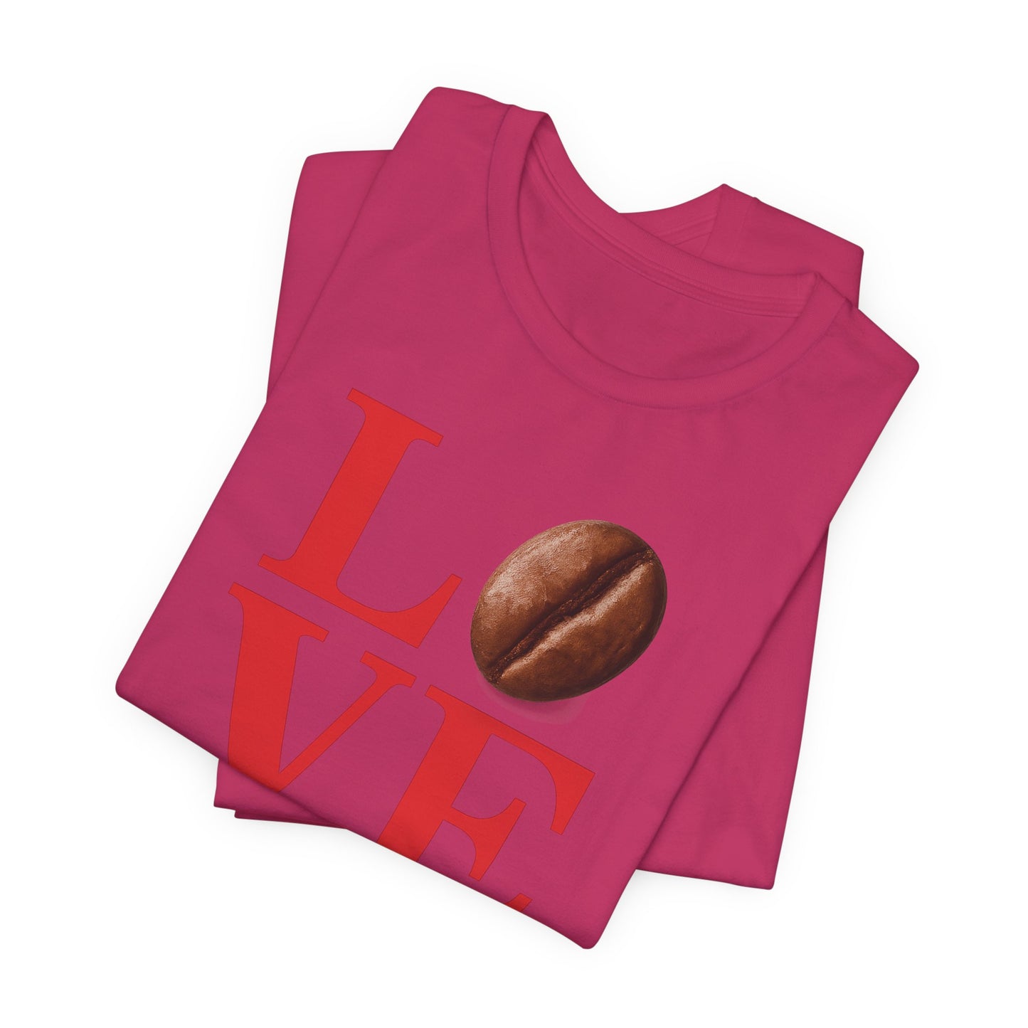 Pipeline Roast Co. LOVE Coffee Bean T-Shirt – Unisex Jersey Short Sleeve Tee for Coffee Lovers
