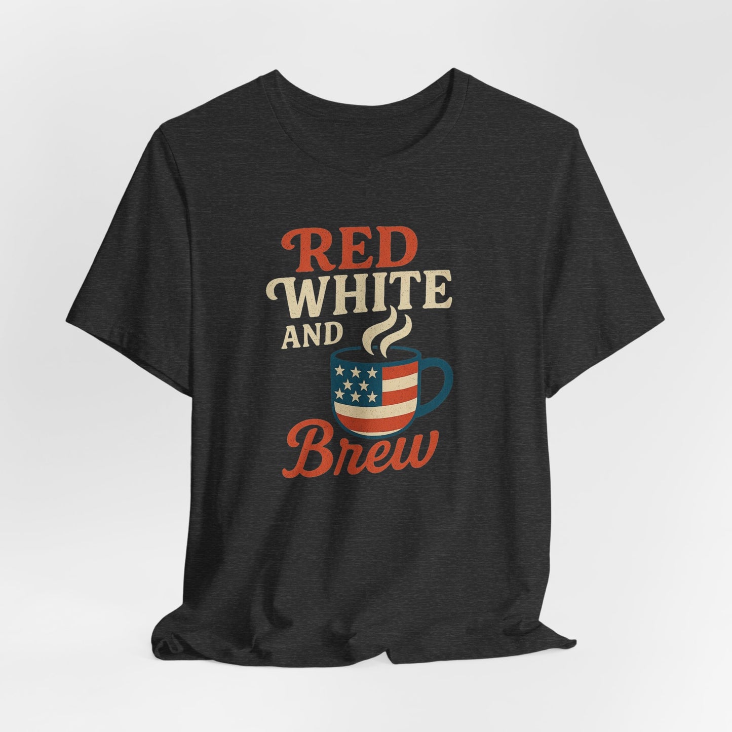 Patriotic Coffee Lover Tee, Red White and Brew Shirt, Unisex Casual T-Shirt, Gift for Coffee Enthusiasts, July 4th Celebration Tee