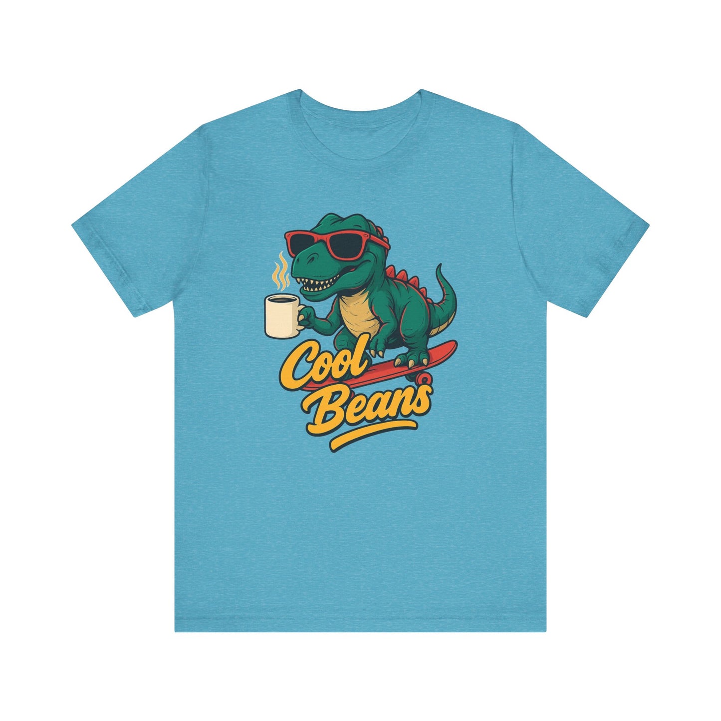 Cool Beans Dino Tee, Fun T-Shirt for Dinosaur Lovers, Casual Wear, Unique Gift Idea for Birthdays, Coffee Enthusiast Gift