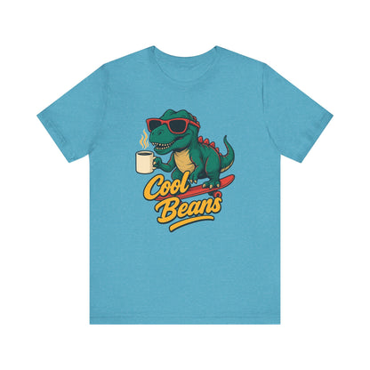 Cool Beans Dino Tee, Fun T-Shirt for Dinosaur Lovers, Casual Wear, Unique Gift Idea for Birthdays, Coffee Enthusiast Gift