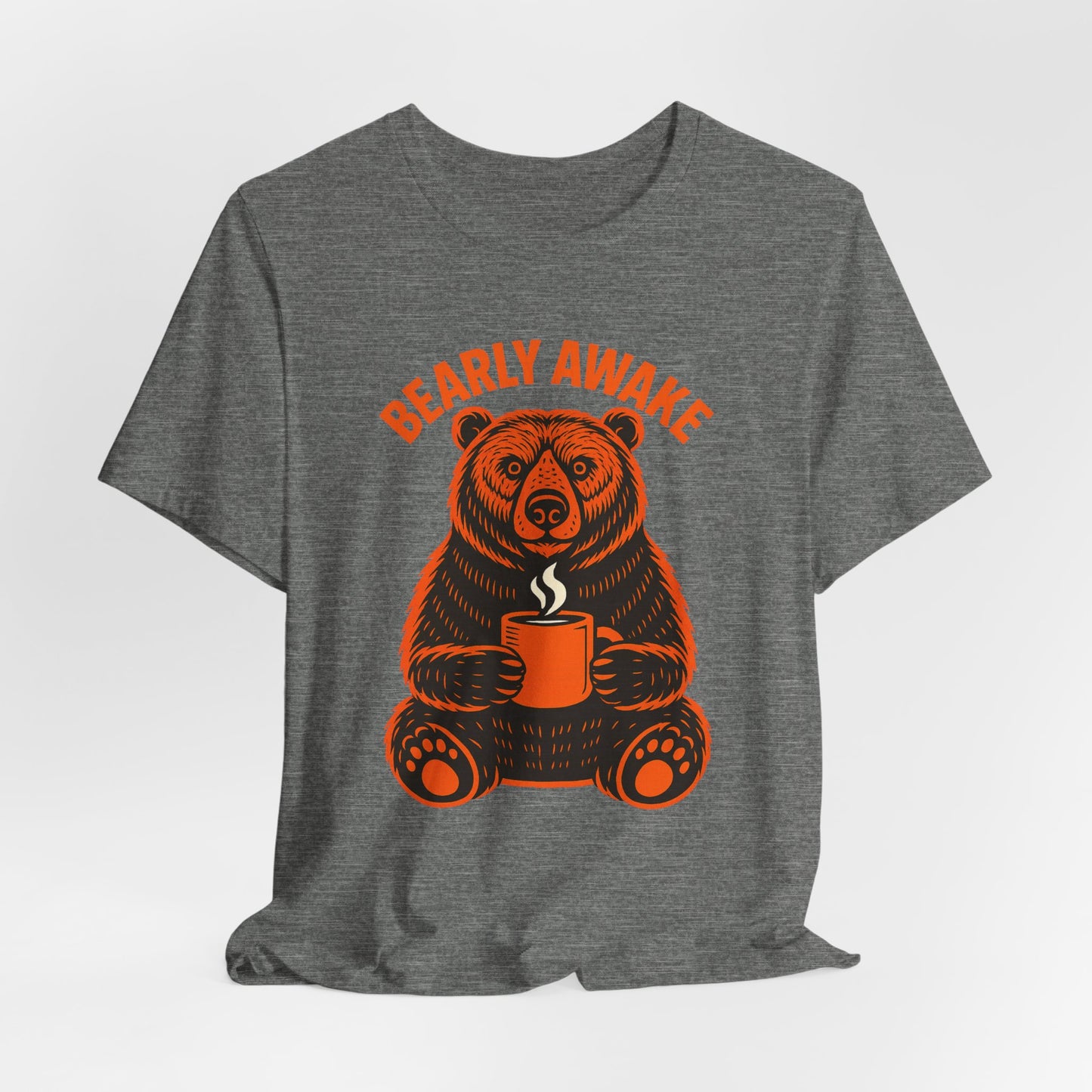 Coffee Lover Bear Tee, Cozy Casual T-Shirt, Perfect Gift for Coffee Enthusiasts, Daily Wear, Bearly Awake Design