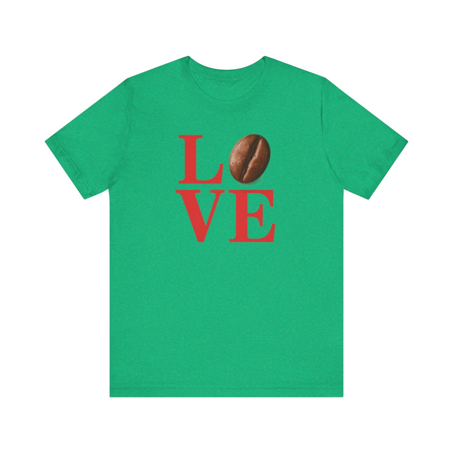 Pipeline Roast Co. LOVE Coffee Bean T-Shirt – Unisex Jersey Short Sleeve Tee for Coffee Lovers
