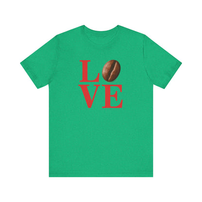 Pipeline Roast Co. LOVE Coffee Bean T-Shirt – Unisex Jersey Short Sleeve Tee for Coffee Lovers
