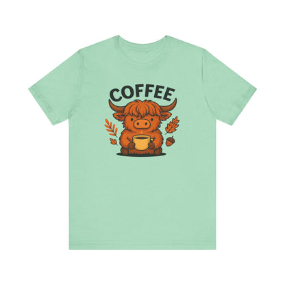 Coffee Lover’s Unisex Tee | Cute Cow Design | Perfect for Casual Gatherings, Birthdays, Coffee Lovers, Gifts
