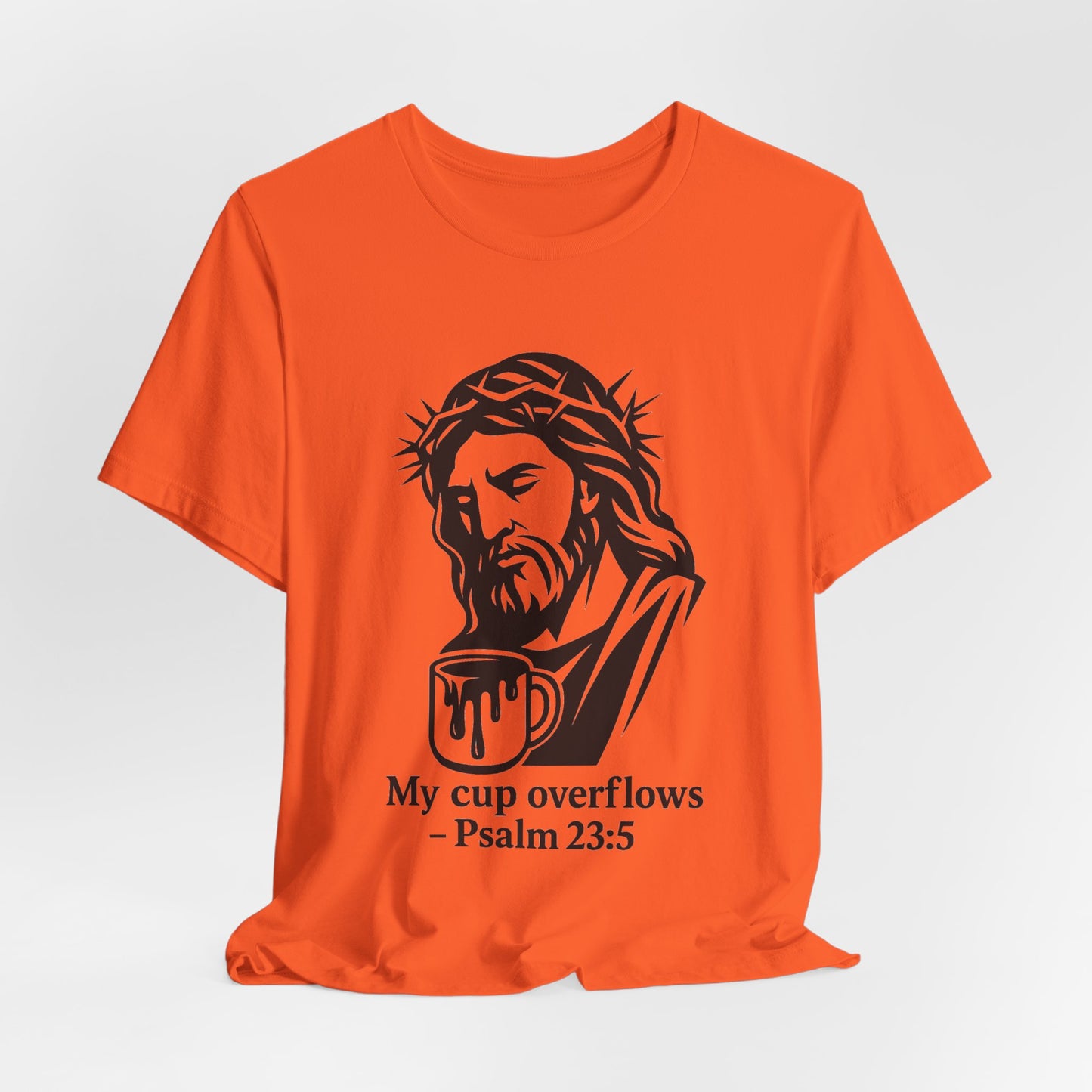 Faith Bible Verse Graphic Tee – Inspirational Psalm 23:5 Shirt, Crown of Thorns Design