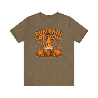 Fall Pumpkin Patch Tee, Cozy Autumn T-Shirt, Seasonal Gnome Shirt, Halloween Fun Apparel, Graphic Tee for Nature Lovers