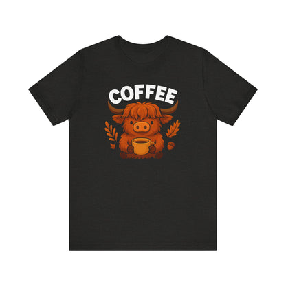Coffee Lover’s Unisex Tee | Cute Cow Design | Perfect for Casual Gatherings, Birthdays, Coffee Lovers, Gifts