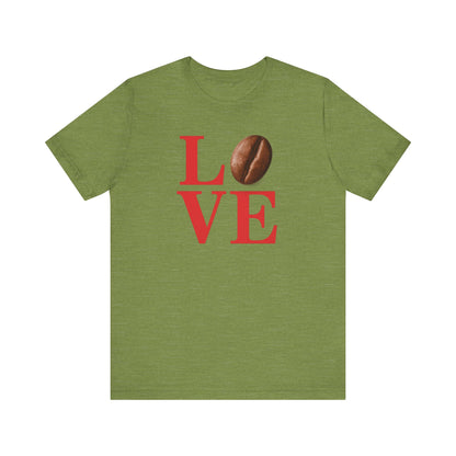 Pipeline Roast Co. LOVE Coffee Bean T-Shirt – Unisex Jersey Short Sleeve Tee for Coffee Lovers