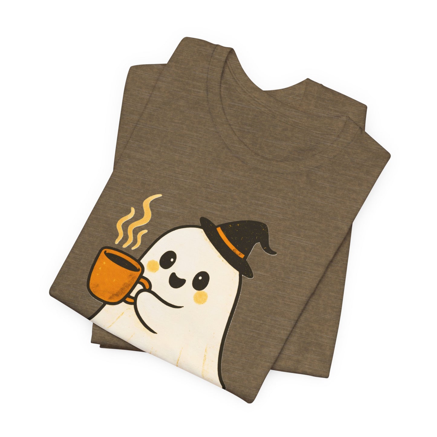 Cute Ghost Coffee Tee, Unisex Halloween Shirt, Funny Pumpkin Spice T-Shirt, Fall Fashion Top, Holiday Gift Idea
