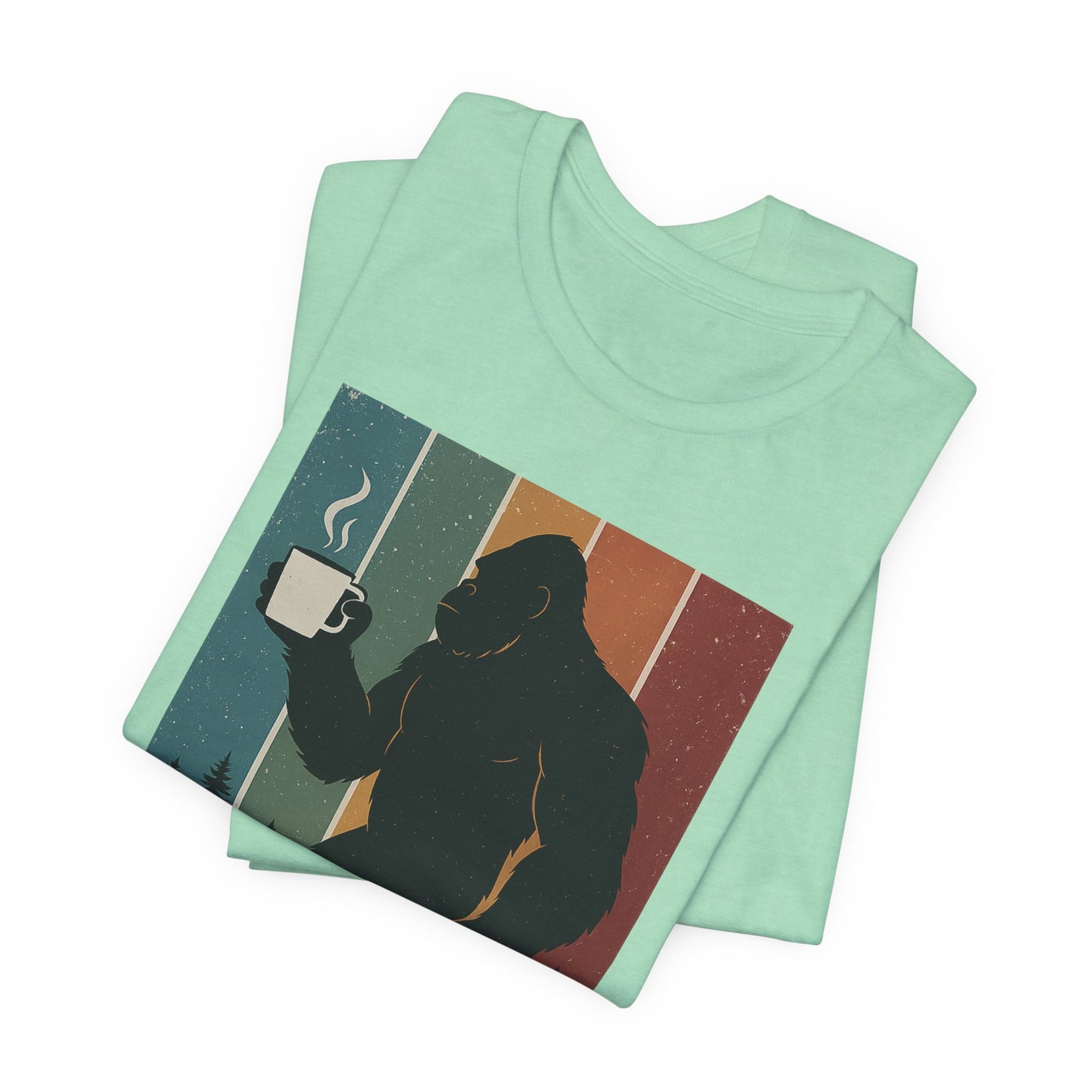 Bigfoot Coffee Lover Shirt – Retro Sasquatch Tee, Funny Outdoor & Nature Gift for Coffee Fans