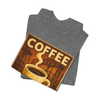 Steel Worker Coffee T-Shirt – Industrial Graphic Tee for Hardworking Coffee Fans