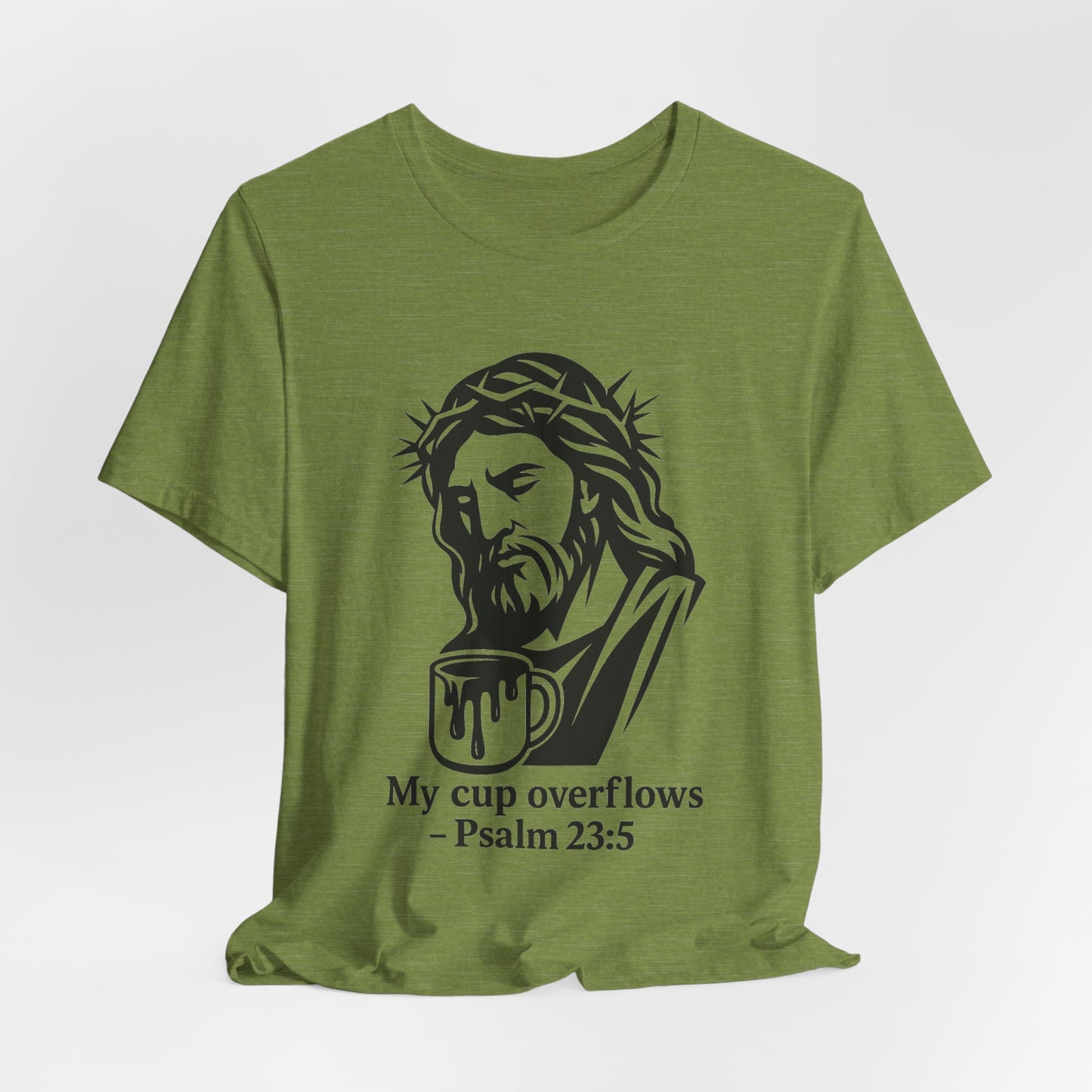 Faith Bible Verse Graphic Tee – Inspirational Psalm 23:5 Shirt, Crown of Thorns Design