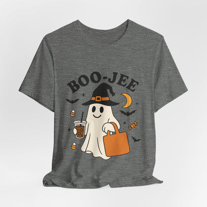 Boo-Jee Coffee Ghost Halloween T-Shirt – Funny Spooky Brew Tee for Coffee Lovers