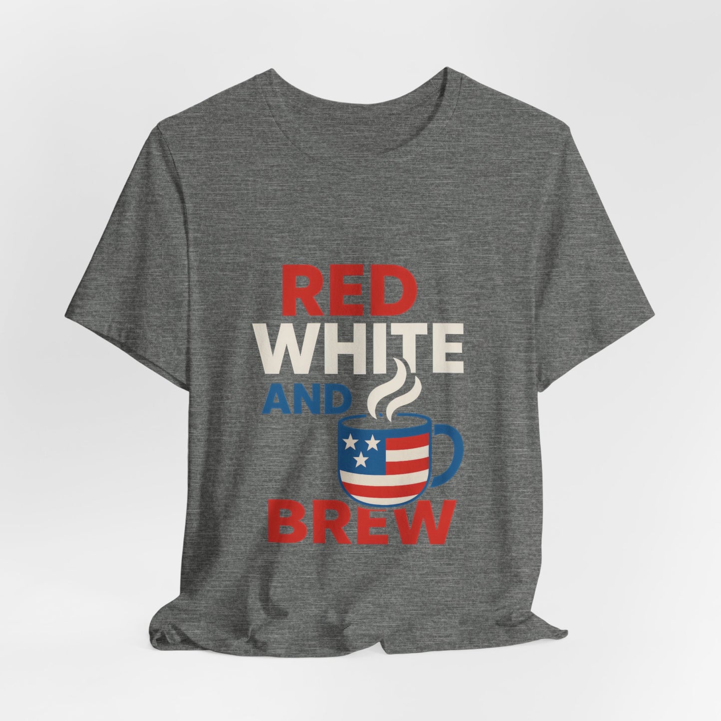 Unisex Patriotic Coffee Tee, Red White and Brew Shirt, Independence Day Apparel, USA Shirt, Summer BBQ Outfit, Gift for Men and Women