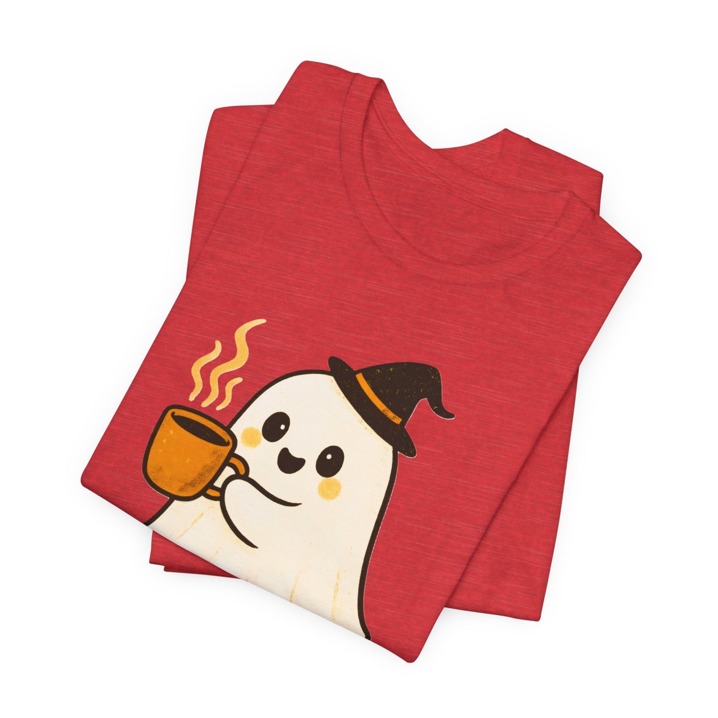 Cute Ghost Coffee Tee, Unisex Halloween Shirt, Funny Pumpkin Spice T-Shirt, Fall Fashion Top, Holiday Gift Idea
