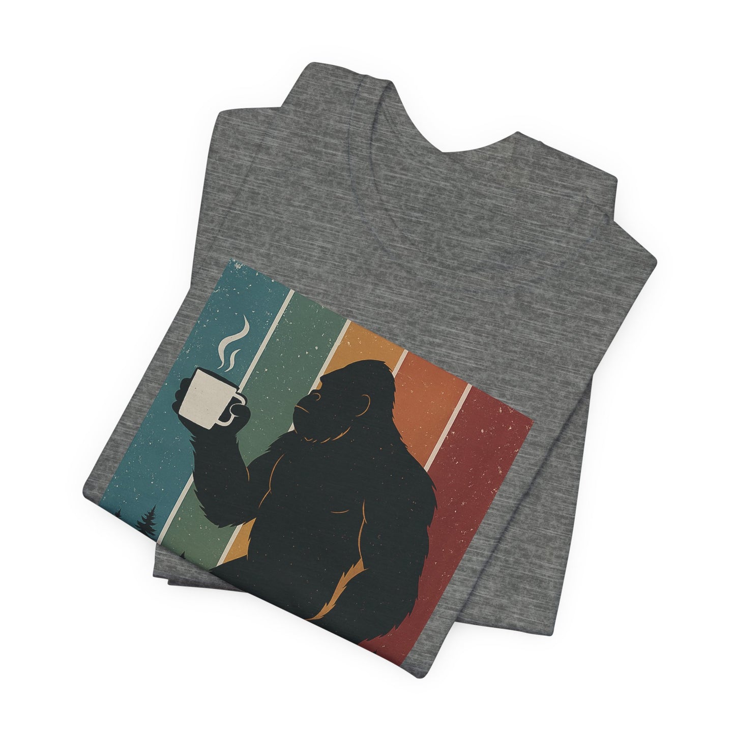 Bigfoot Coffee Lover Shirt – Retro Sasquatch Tee, Funny Outdoor & Nature Gift for Coffee Fans