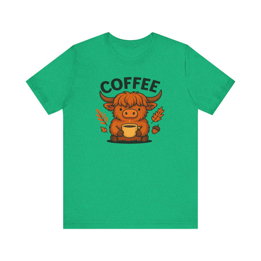 Coffee Lover’s Unisex Tee | Cute Cow Design | Perfect for Casual Gatherings, Birthdays, Coffee Lovers, Gifts