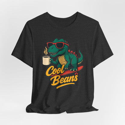 Cool Beans Dino Tee, Fun T-Shirt for Dinosaur Lovers, Casual Wear, Unique Gift Idea for Birthdays, Coffee Enthusiast Gift