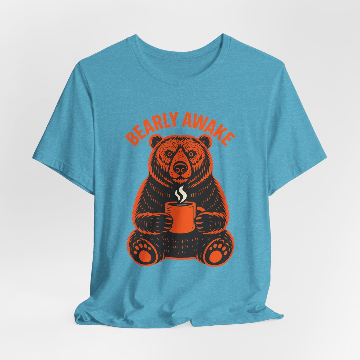 Coffee Lover Bear Tee, Cozy Casual T-Shirt, Perfect Gift for Coffee Enthusiasts, Daily Wear, Bearly Awake Design