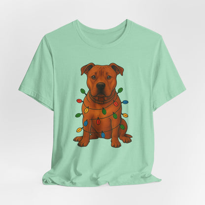 Festive Dog Lover Tee, Holiday T-Shirt, Pet Owner Gift, Christmas Apparel, Unisex Short Sleeve Shirt, Cute Dog Shirt
