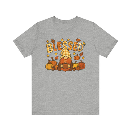 Fall Gnome Blessed Tee, Autumn T-Shirt, Thanksgiving Wear, Seasonal Shirt, Cozy Fall Apparel Gift