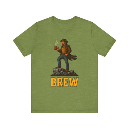 Brew Adventure Tee: Vintage Graphic Unisex Shirt, Coffee Lover Gift, Casual Wear, Hiking Apparel, Men's & Women's Fashion