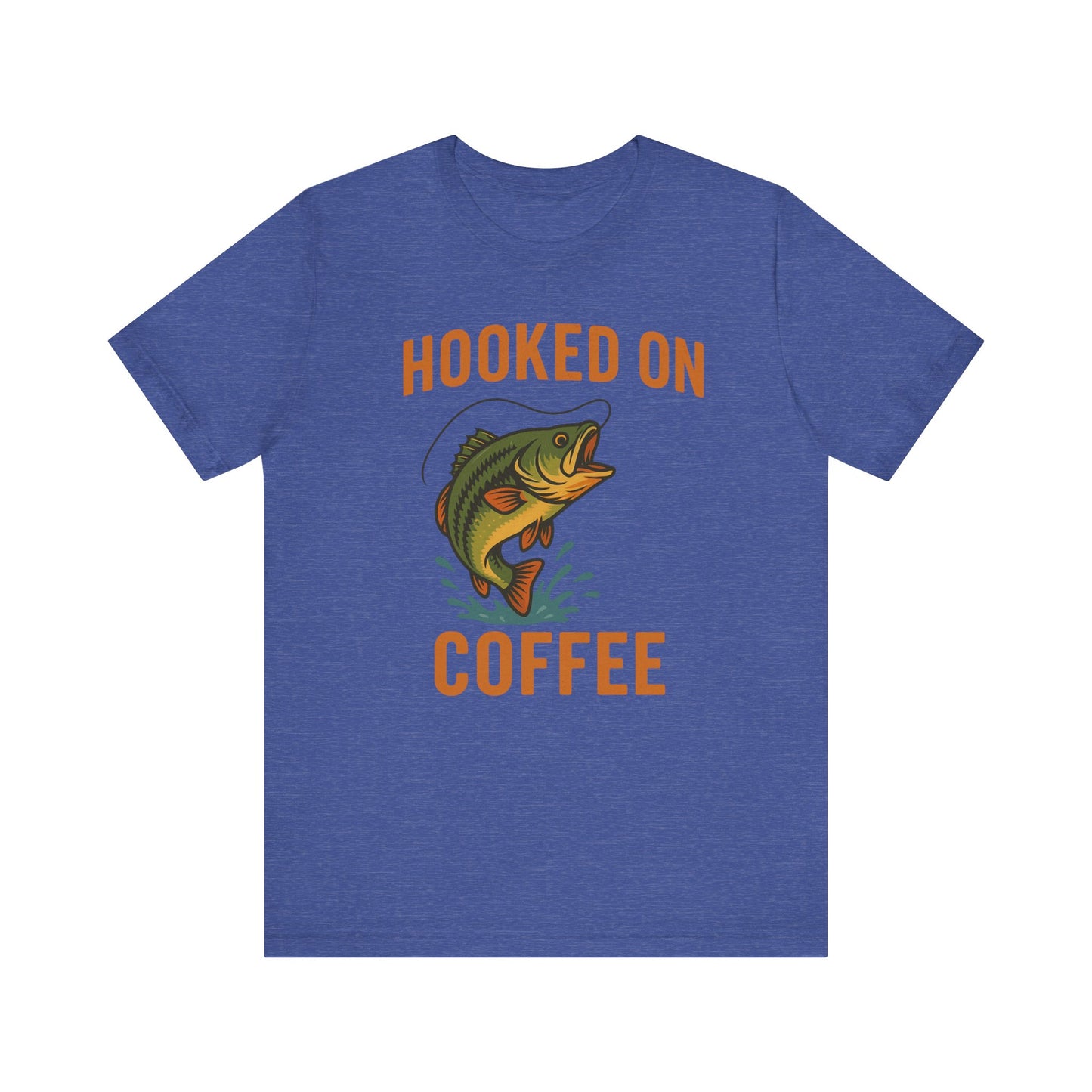 Hooked on Coffee Fishing Tee | Unisex Jersey Short Sleeve T-Shirt, Great for Outdoors, Gifts for Fishermen, Coffee Lovers, Casual Wear