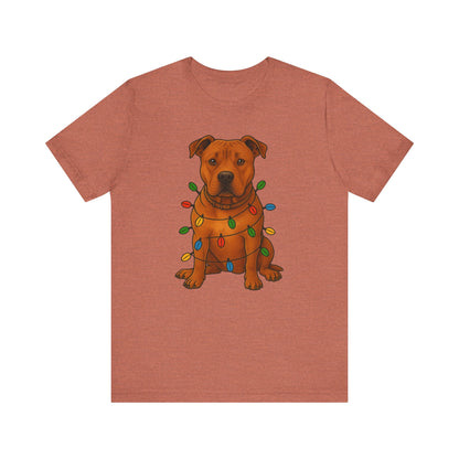 Festive Dog Lover Tee, Holiday T-Shirt, Pet Owner Gift, Christmas Apparel, Unisex Short Sleeve Shirt, Cute Dog Shirt