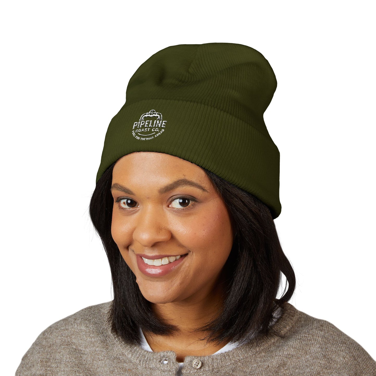 Pipeline Roast Co. Classic Cuffed Beanie – Warm Knit Hat with Embroidered Logo (Unisex)