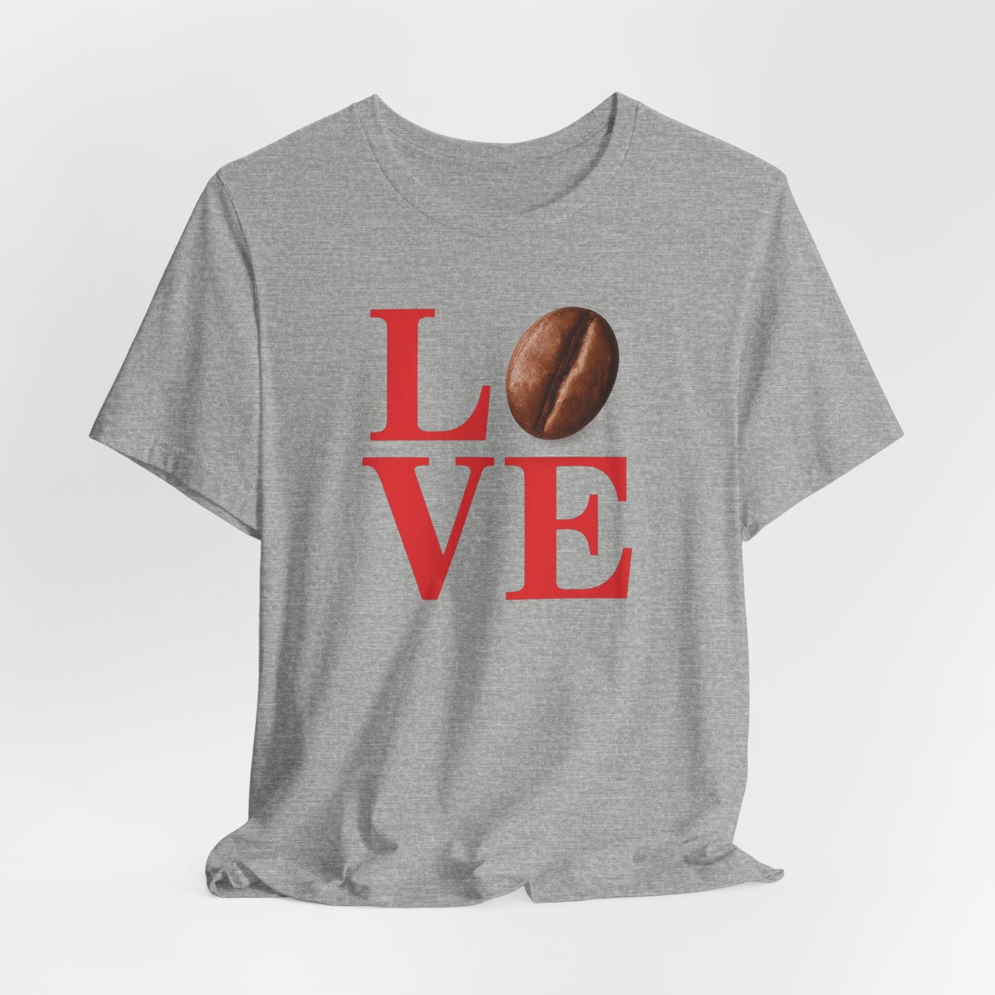 Pipeline Roast Co. LOVE Coffee Bean T-Shirt – Unisex Jersey Short Sleeve Tee for Coffee Lovers