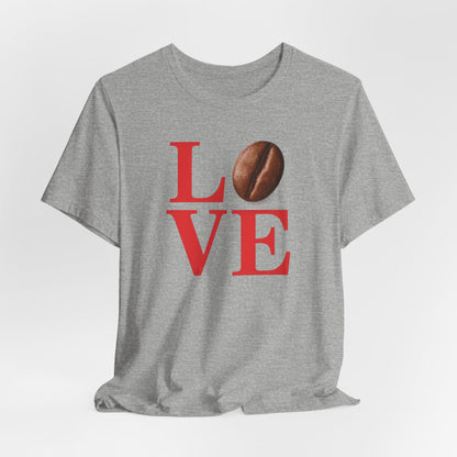 Pipeline Roast Co. LOVE Coffee Bean T-Shirt – Unisex Jersey Short Sleeve Tee for Coffee Lovers