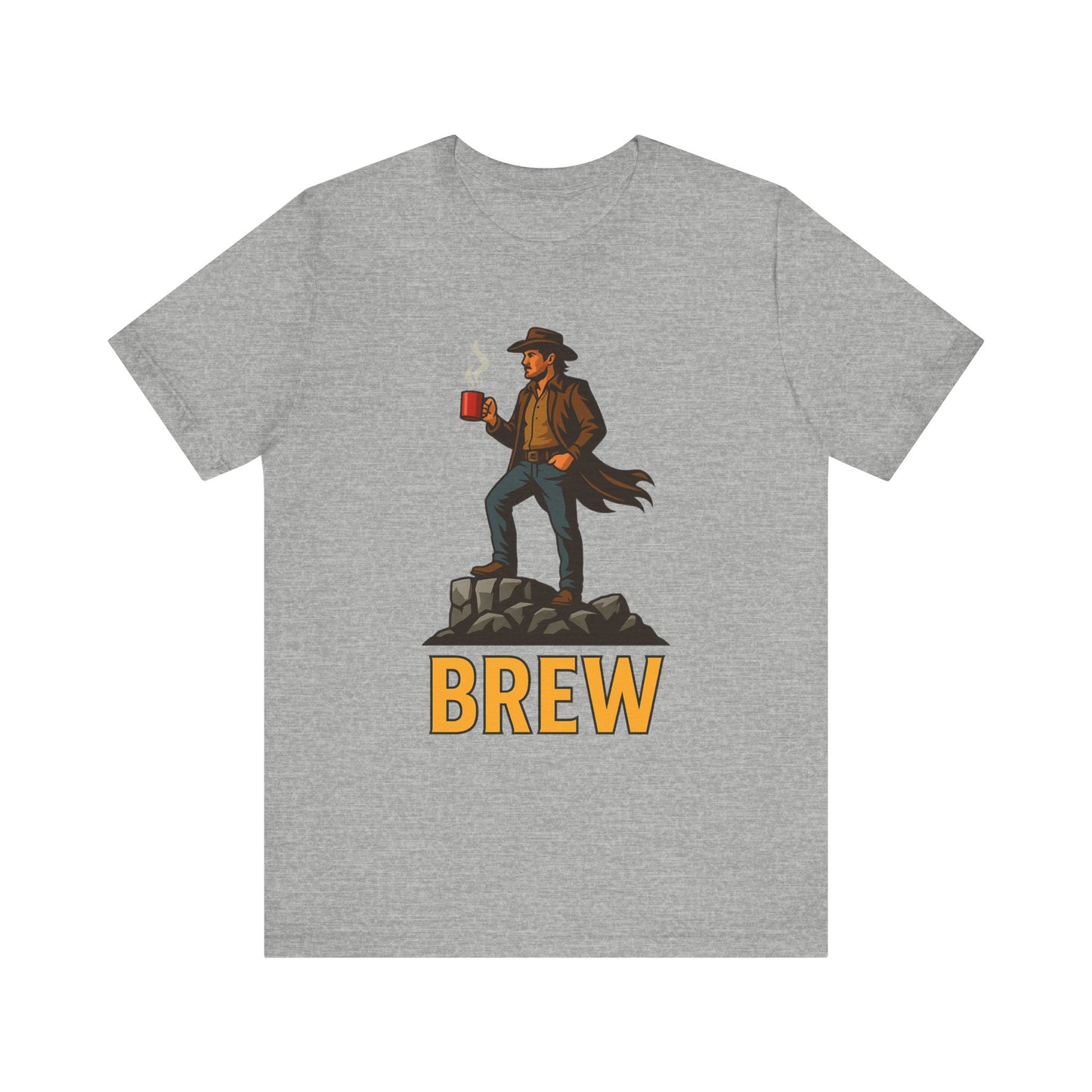 Brew Adventure Tee: Vintage Graphic Unisex Shirt, Coffee Lover Gift, Casual Wear, Hiking Apparel, Men's & Women's Fashion