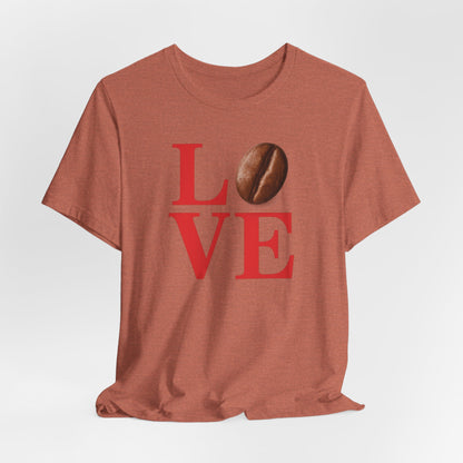 Pipeline Roast Co. LOVE Coffee Bean T-Shirt – Unisex Jersey Short Sleeve Tee for Coffee Lovers