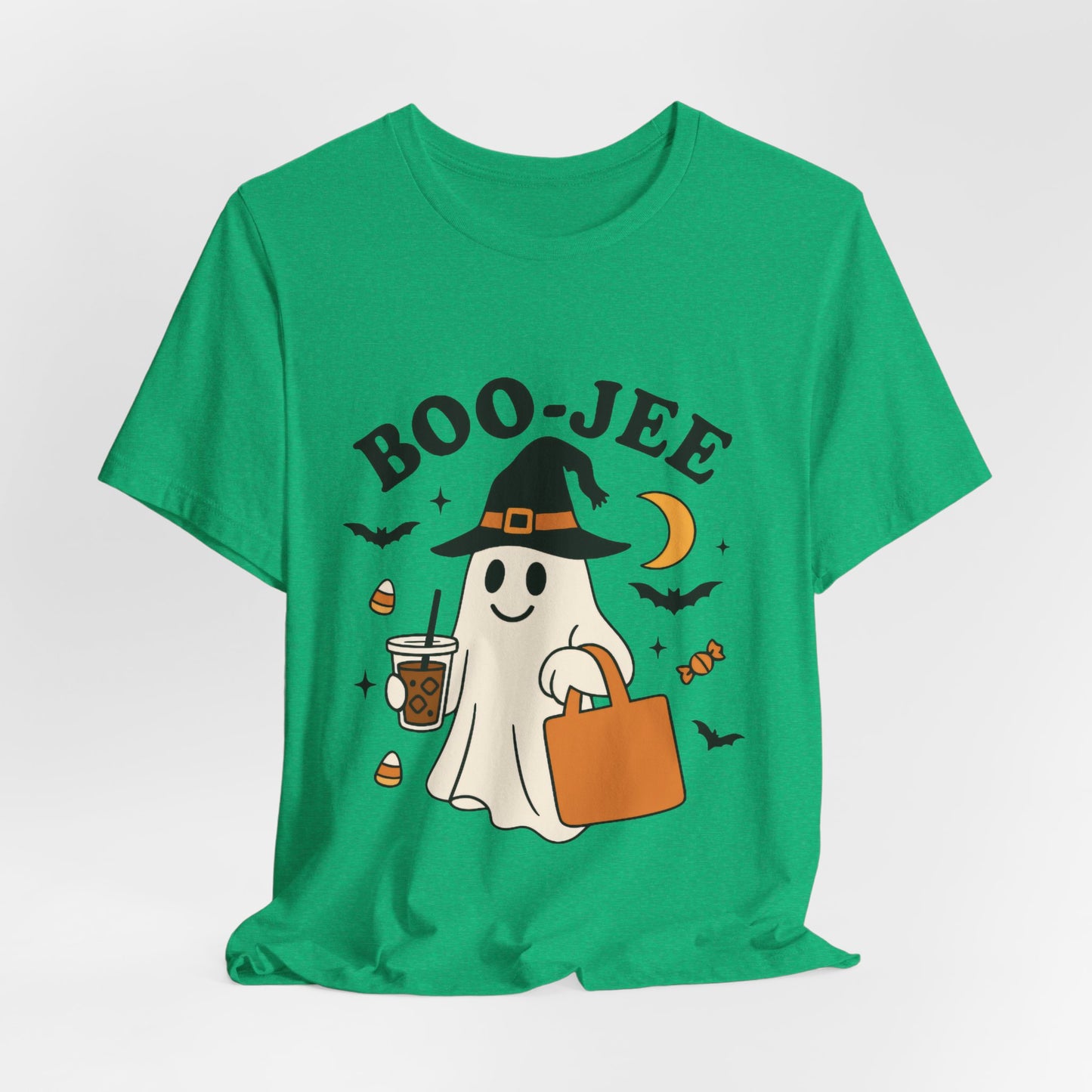 Boo-Jee Coffee Ghost Halloween T-Shirt – Funny Spooky Brew Tee for Coffee Lovers