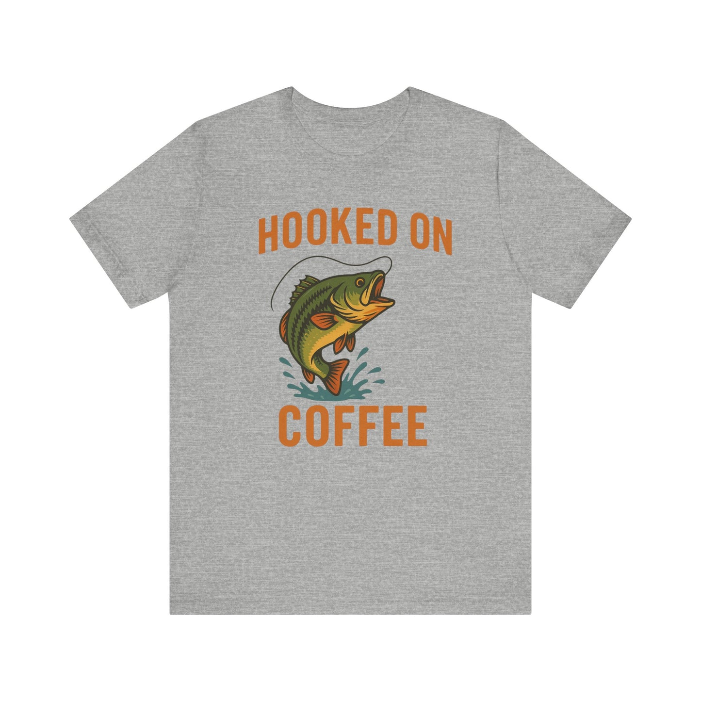 Hooked on Coffee Fishing Tee | Unisex Jersey Short Sleeve T-Shirt, Great for Outdoors, Gifts for Fishermen, Coffee Lovers, Casual Wear