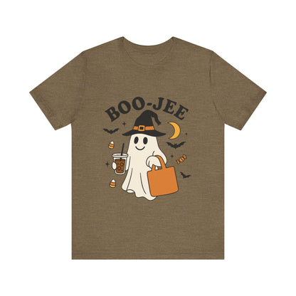 Boo-Jee Coffee Ghost Halloween T-Shirt – Funny Spooky Brew Tee for Coffee Lovers